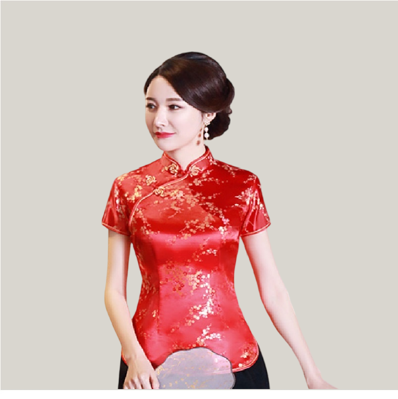 Elegant Brocade Cheongsam Top – Classic Chinese Style Satin Blouse
