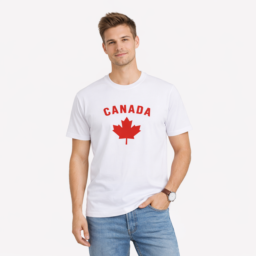 Canada souvenir t shirt maple leaf graphic white unisex tee red maple leaf