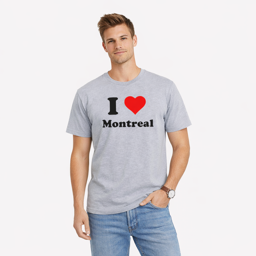 Montreal souvenir t shirt I love Montreal graphic heather gray unisex tee