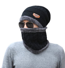 Load image into Gallery viewer, Unisex 2PCS Winter solid Beanie Hat + Scarf Set Warm Fleece Lined Knit Ski Cap