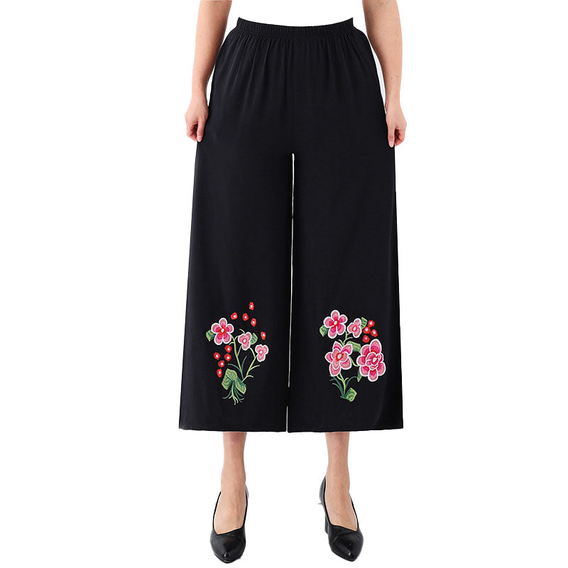 Women's Casual Floral Print Yoga Wide-leg loose ankle Pants