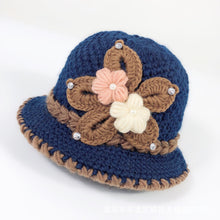 Load image into Gallery viewer, Women Warm Crocheted Bucket caps with embroidery fleece lining cloche hats