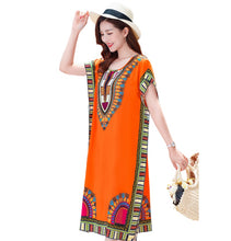 Load image into Gallery viewer, Women's Viscose Tunic Plus Size crewneck batwing sleeve loose fit Dress Bohemia Printed Kimono Nightgown