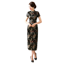 Load image into Gallery viewer, Stand Collar Vintage Short Sleeve Long cheongsam with Classic pattern