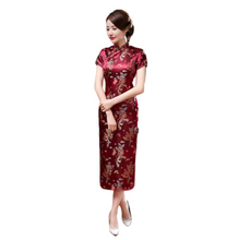 Load image into Gallery viewer, Stand Collar Vintage Short Sleeve Long cheongsam with Classic pattern