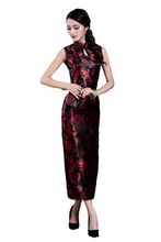 Charger l'image dans la galerie, Col montant femme sans manches motif classique long cheongsam