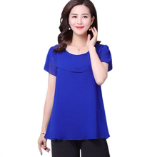 Load image into Gallery viewer, Women's crewneck short Sleeve solid colors Chiffon Blouses Casual tops .