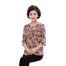 Load image into Gallery viewer, Summer women's crewneck three quarters sleeve loos fit Blouses floral print tops