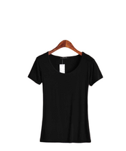 Load image into Gallery viewer, Women's summer solid colors scoop neck short sleeve Modal blouses T-shirt