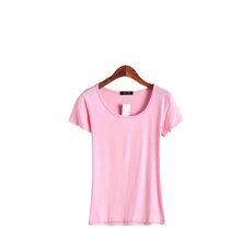Load image into Gallery viewer, Women's summer solid colors scoop neck short sleeve Modal blouses T-shirt