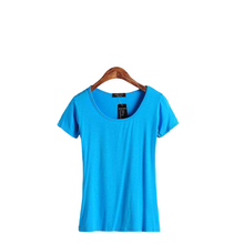 Load image into Gallery viewer, Women's summer solid colors scoop neck short sleeve Modal blouses T-shirt