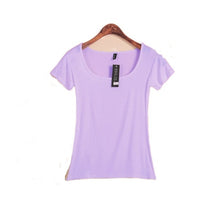 Load image into Gallery viewer, Women's summer solid colors scoop neck short sleeve Modal blouses T-shirt