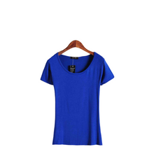 Load image into Gallery viewer, Women's summer solid colors scoop neck short sleeve Modal blouses T-shirt