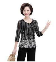 Load image into Gallery viewer, Women‘s Scoop neck three quarter slim fit tops mesh lace blouse