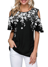 Load image into Gallery viewer, Women's Scoop neck Strapless Short Sleeve Sexy Print Off Shoulder T-Shirt Top