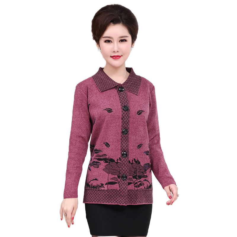 Women's lapel open front button down Cardigan knitted lotus leaf jacket with pockets