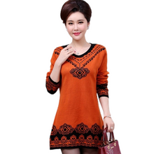 Load image into Gallery viewer, Women's Thickening V-neck fashion floral flared knitted dress long Sweater