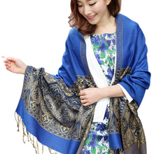 Load image into Gallery viewer, Women's warm pashmina paisley pattern Shawl Wrap Scarf stole w/Fringe