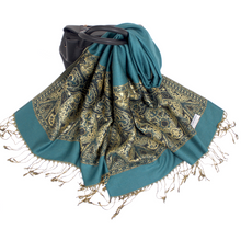 Load image into Gallery viewer, Women's warm pashmina paisley pattern Shawl Wrap Scarf stole w/Fringe
