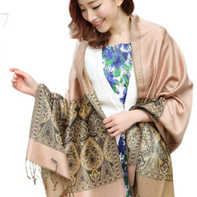 Load image into Gallery viewer, Women's warm pashmina paisley pattern Shawl Wrap Scarf stole w/Fringe