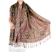 Load image into Gallery viewer, Winter warm double layer big paisley pattern scarves wraps/ shawl