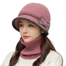 Load image into Gallery viewer, Winter knitting bucket hats fuzzy fleece warm casual fisherman's cap with Bow-Tie