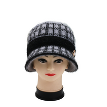 Load image into Gallery viewer, Women‘s solid warm Bucket Hat knitted diamond lattice Pattern caps