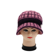 Load image into Gallery viewer, Women‘s solid warm Bucket Hat knitted diamond lattice Pattern caps