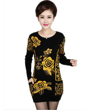 Load image into Gallery viewer, Women's long batwing sleeve crewneck long sweater knitted warm Dresses