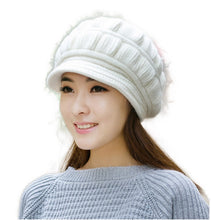 Load image into Gallery viewer, Women's warm oversize visor fleece lined Hats Chunky Knitted Cap