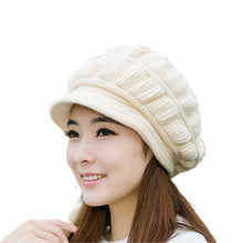 Load image into Gallery viewer, Women's warm oversize visor fleece lined Hats Chunky Knitted Cap