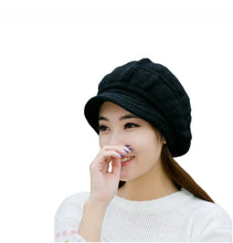 Load image into Gallery viewer, Women's warm oversize visor fleece lined Hats Chunky Knitted Cap