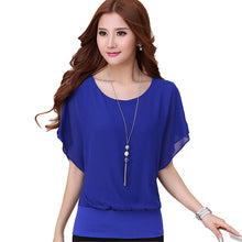 Load image into Gallery viewer, Women's crewneck Batwing Sleeve solid colors Chiffon Blouses Casual tops .