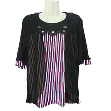 Load image into Gallery viewer, Women‘s Crewneck elbow sleeve Fake two-piece style Casual Blouses loose cover up belly