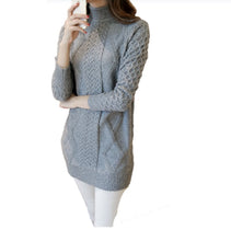 Load image into Gallery viewer, Women's Turtleneck long sleeve chunky cable knit sweater for legging