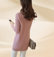Load image into Gallery viewer, Women's Turtleneck long sleeve chunky cable knit sweater for legging