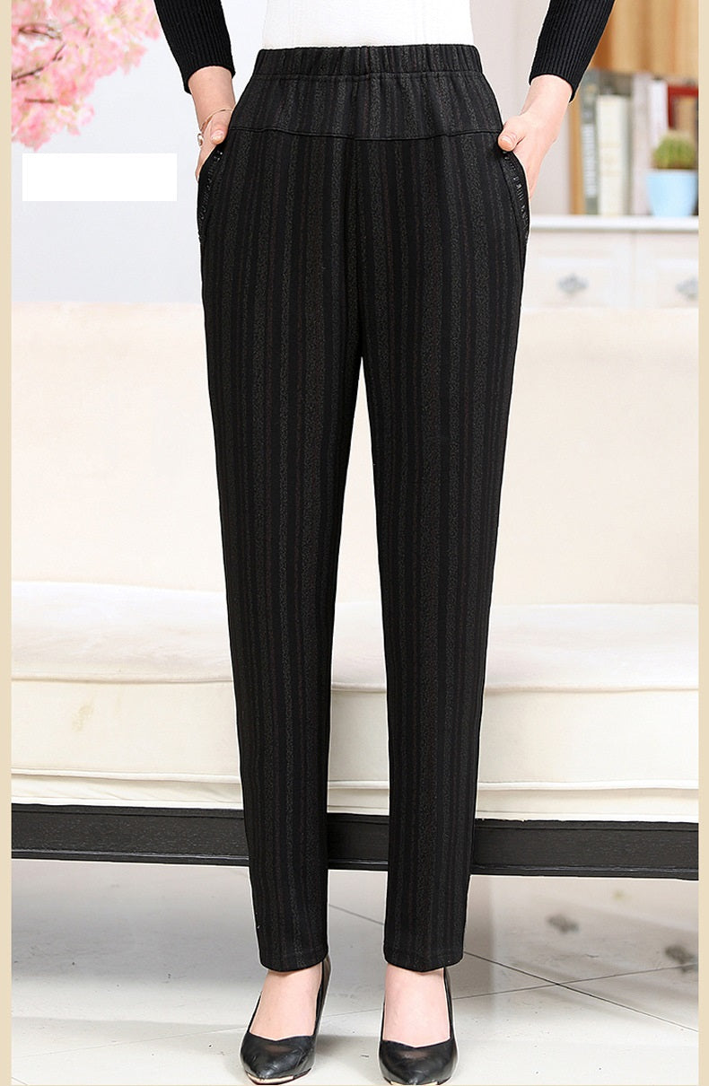 Winter Warm High Waist Casual Velvet Trousers, Women Pants Plus Size