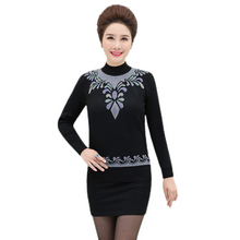 Charger l'image dans la galerie, Pull noir et gris à manches longues pour femmes à col montant, pull en tricot