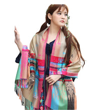 Load image into Gallery viewer, Women's warm colorful Elephant or Crown pattern Pashmina Scarf/Stole/Wrap