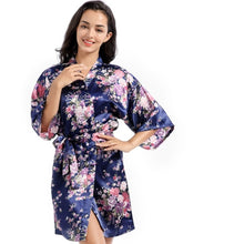 Load image into Gallery viewer, Women's Medium cherry Blossoms Kimono Premium Bridesmaid Bridal Shower pajama