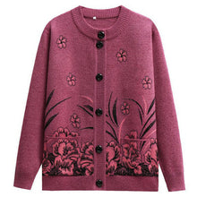 Load image into Gallery viewer, Women's Turtleneck oriental style Orchids knitted cardigan casual Sweater