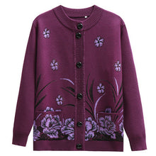 Load image into Gallery viewer, Women's Turtleneck oriental style Orchids knitted cardigan casual Sweater