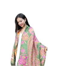 Load image into Gallery viewer, Women's warm double layer pashmina peacock pattern Shawl Wrap Scarf stole w/Fringe & w/gold line