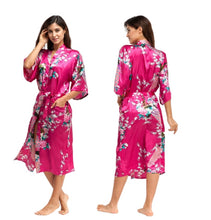 Load image into Gallery viewer, Women's Oversize Kimono Robe with Peacock and Blossoms Printed Kimono Nightgown