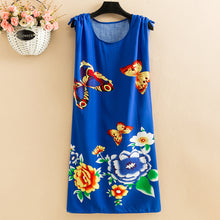 Load image into Gallery viewer, Women's Viscose Tunic Plus Size crewneck adjustable sleeve loose fit Dress floral robe