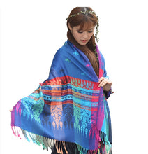 Load image into Gallery viewer, Women's warm colorful Elephant or Crown pattern Pashmina Scarf/Stole/Wrap