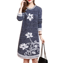 Charger l'image dans la galerie, Pull long gris chaud pour femmes pour leggings Pull à col rond à manches longues