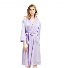 Load image into Gallery viewer, Unsex Solid long sleeve V-neck waffle pattern Kimono Bathrobe Sleepwear House Spa Long,