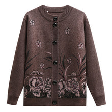Load image into Gallery viewer, Women's Turtleneck oriental style Orchids knitted cardigan casual Sweater