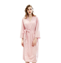 Load image into Gallery viewer, Unsex Solid long sleeve V-neck waffle pattern Kimono Bathrobe Sleepwear House Spa Long,